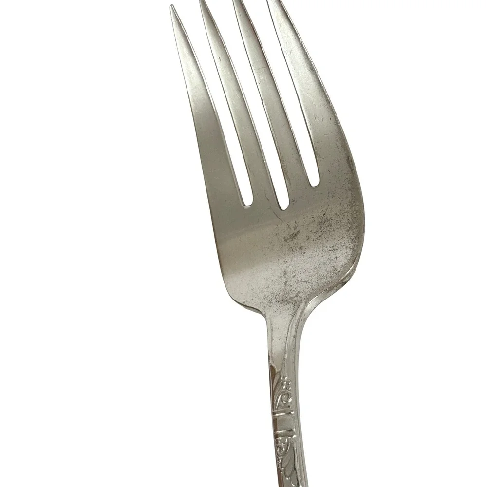 Vintage 1939 Starlight Stratford Plate Cold Meat Serving Fork Silverplate 8 5/8